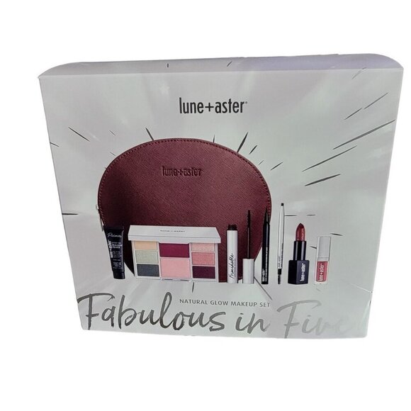 Lune + Aster Fabulous in Five Makeup Set in Bordeaux Bag New in Box Create - Picture 2 of 15